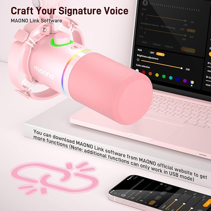 MAONO XLR/USB Dynamic Microphone Kit, RGB Gaming Mic