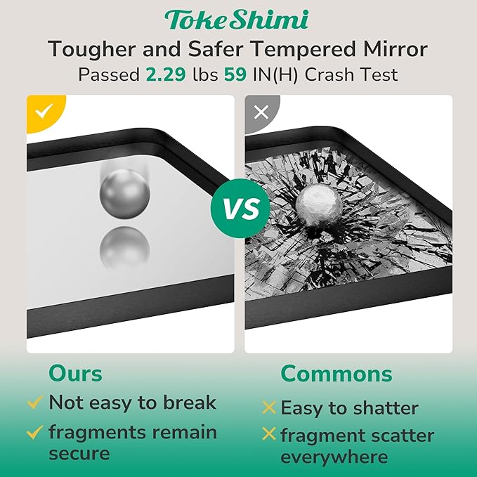 TokeShimi 24x36 Black Bathroom Mirror, Wall Mirror