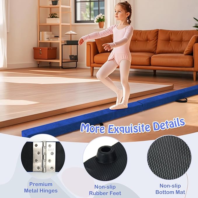 Giantex 7FT/8FT/9FT Balance Beam, Folding Gymnastics Beam w/Carry Handles