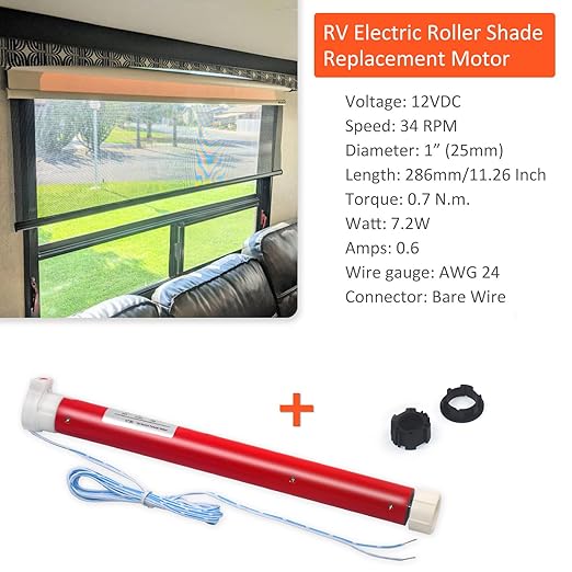 Rollerhouse 12V DIY Electric Roller Blind/Shade Tubular Motor Kit, Hard Wired