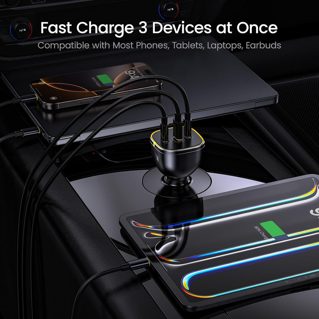 aohi 165w laptop car charger adapter 140w pd showing dimensions