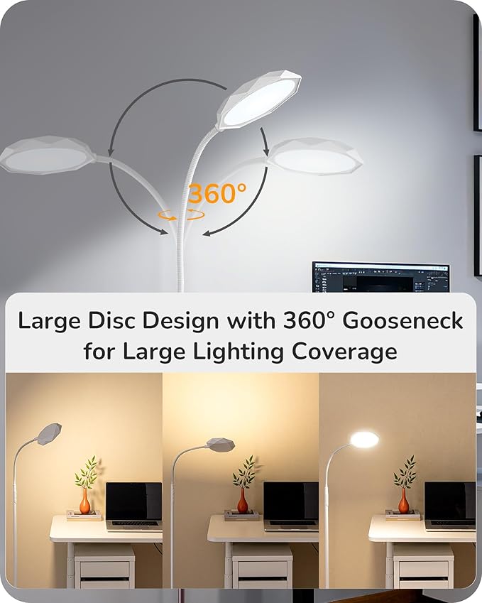 EDISHINE Gooseneck Floor Lamp, 1300LM LED Floor Lamps