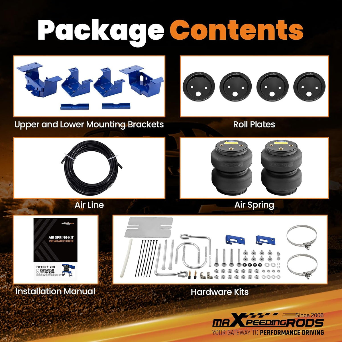 maXpeedingrods 5000 lbs Rear Air Suspension Bags Kit for GMC Sierra Chevrolet Silverado 2500HD 3500HD 4WD 2020-2025 Air Spring Kit