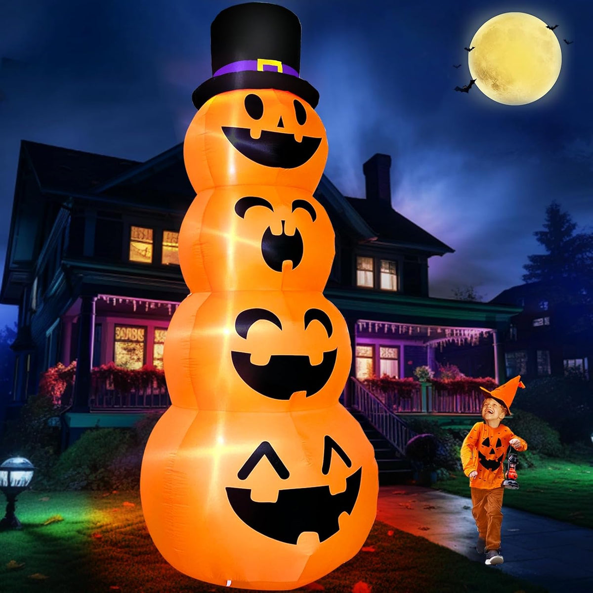 TURNMEON 12FT Giant Witch Pumpkin Halloween Inflatables Decorations Outdoor
