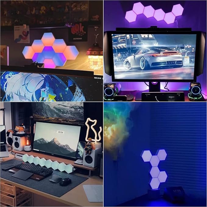 Vcwtty Hexagon Lights, Smart LED Wall Lights (12 Pack)