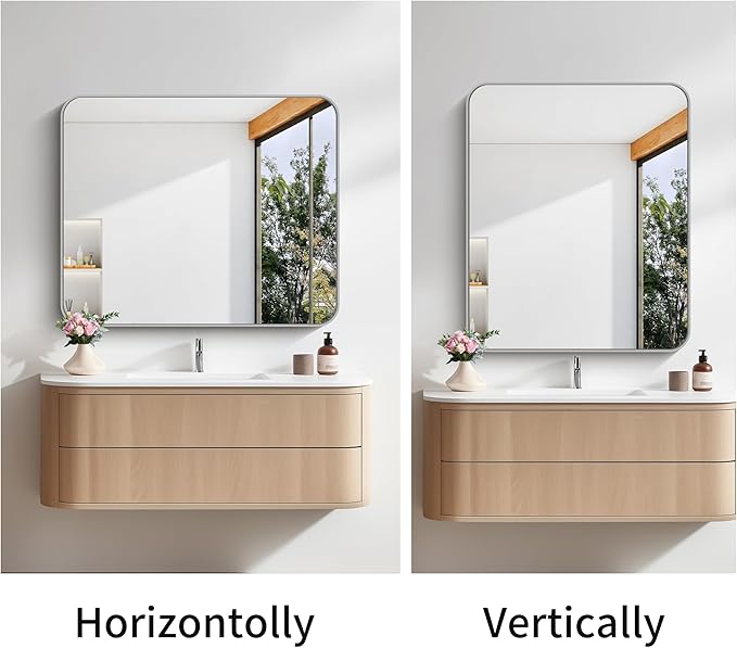 FORBATH 30x36 Inch Silver Bathroom Mirror