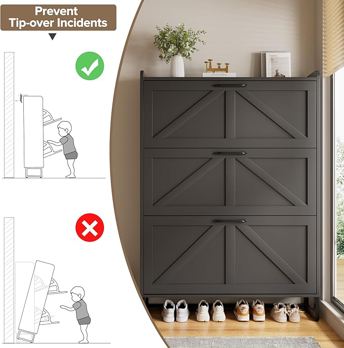 EOYUTLLY Shoe Cabinet Storage for Entryway, Narrow Shoe Rack