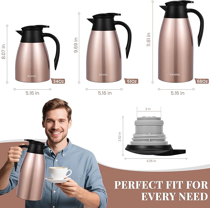68 Oz Thermal Coffee Carafe, Stainless Steel Insulated Vacuum coffee crafts to