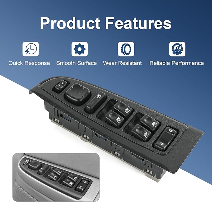 DICMIC Front Driver Side Master Power Window Switch and Door Lock & Black Bezel