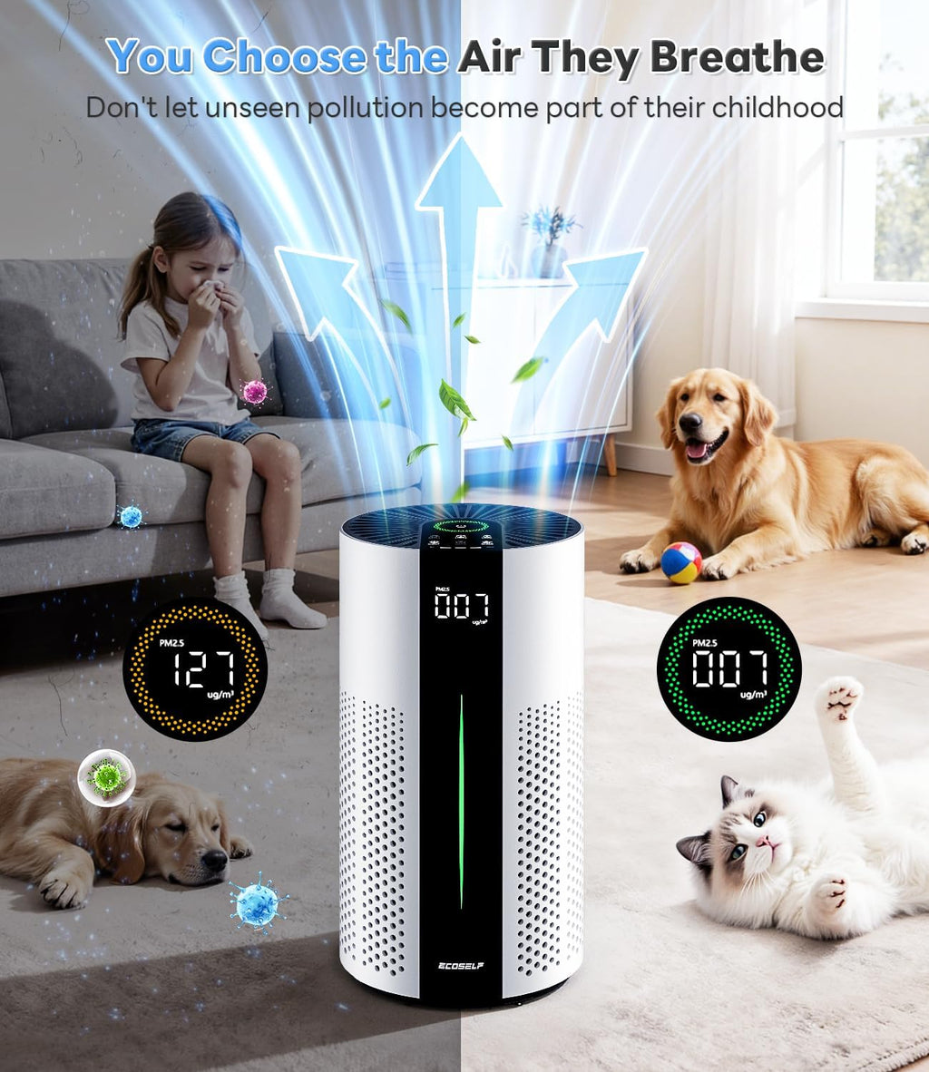 ECOSELF Air Purifiers for Home Large Room Up to 1800 Ft², HEPA Air Purifier