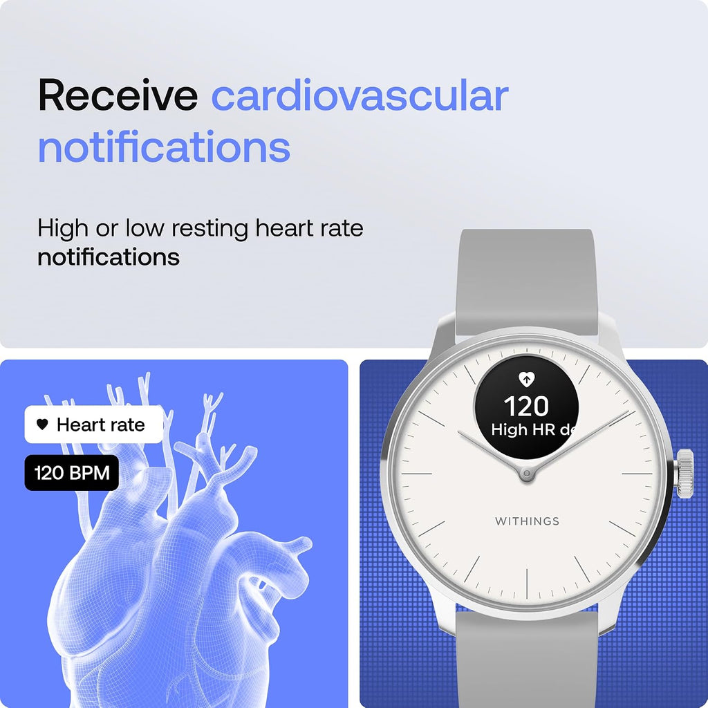 withings scanwatch light - hybrid smartwatch, 24/7 heart, close-up detail
