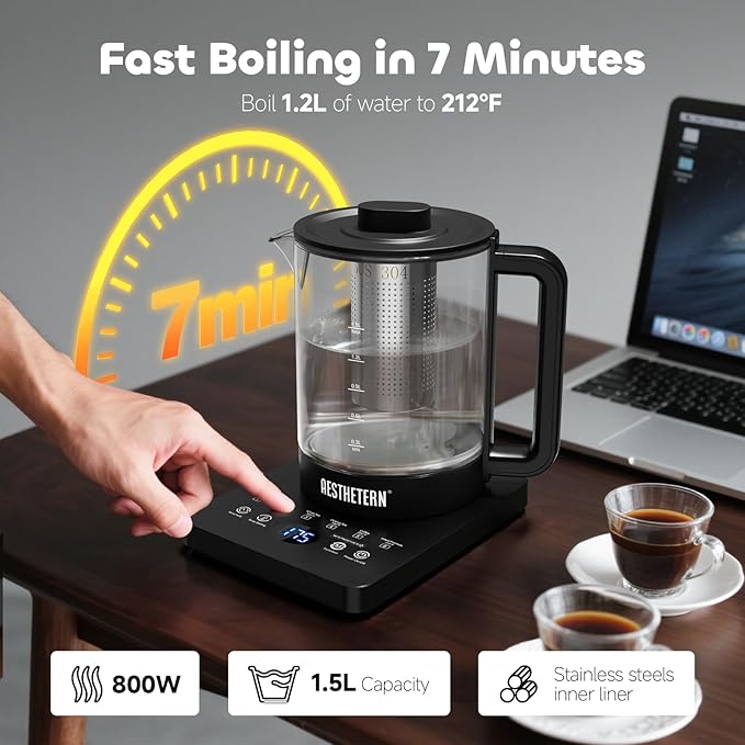 Electric Tea Kettle with Infuser Temperature Control and Automatic Shut Off 24