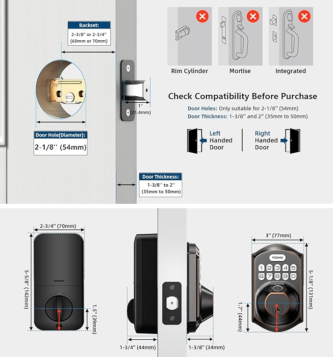 TEEHO TE002 Fingerprint Door Lock