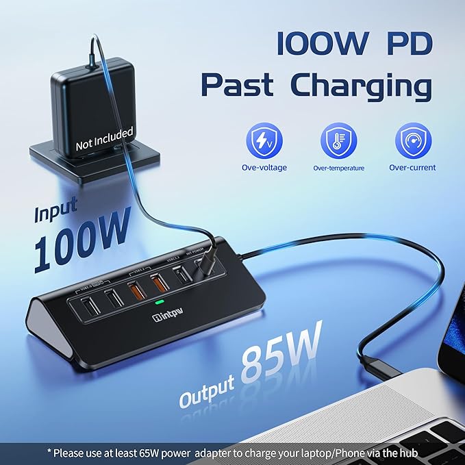 P9R PRO USB C Hub Ethernet, 10Gbps USB C Docking Station 10-in-1