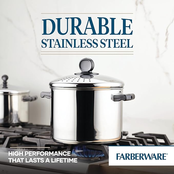 Farberware 70755 Classic Series Stainless Steel 8-Quart Covered Straining