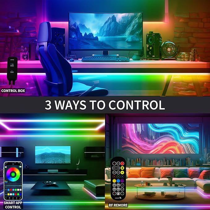40ft COB RGB+IC LED Strip Lights, Bright Dream Color COB LED Light Strip (2 Rolls)