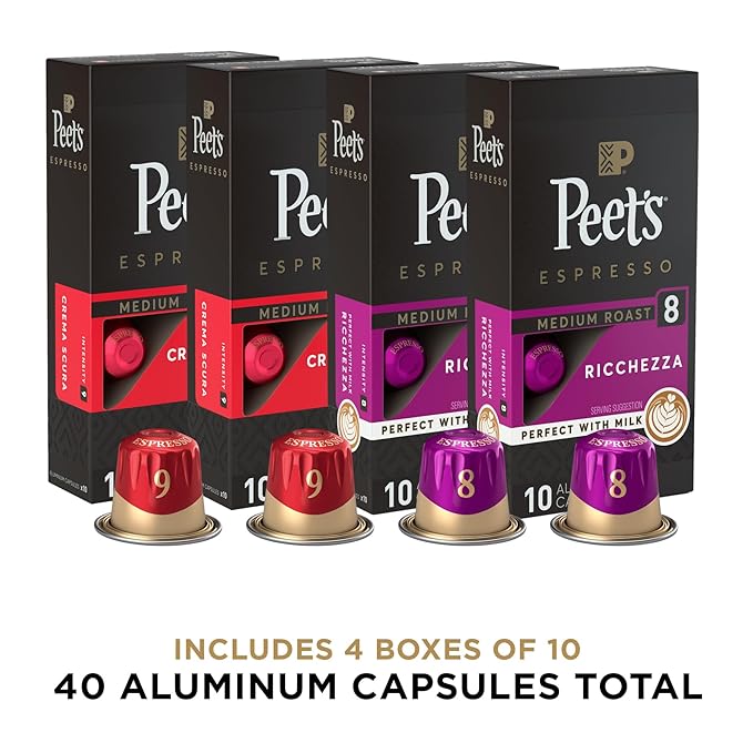Peet's Coffee, Medium Roast Espresso Capsules Variety Pack, Compatible (40CT)