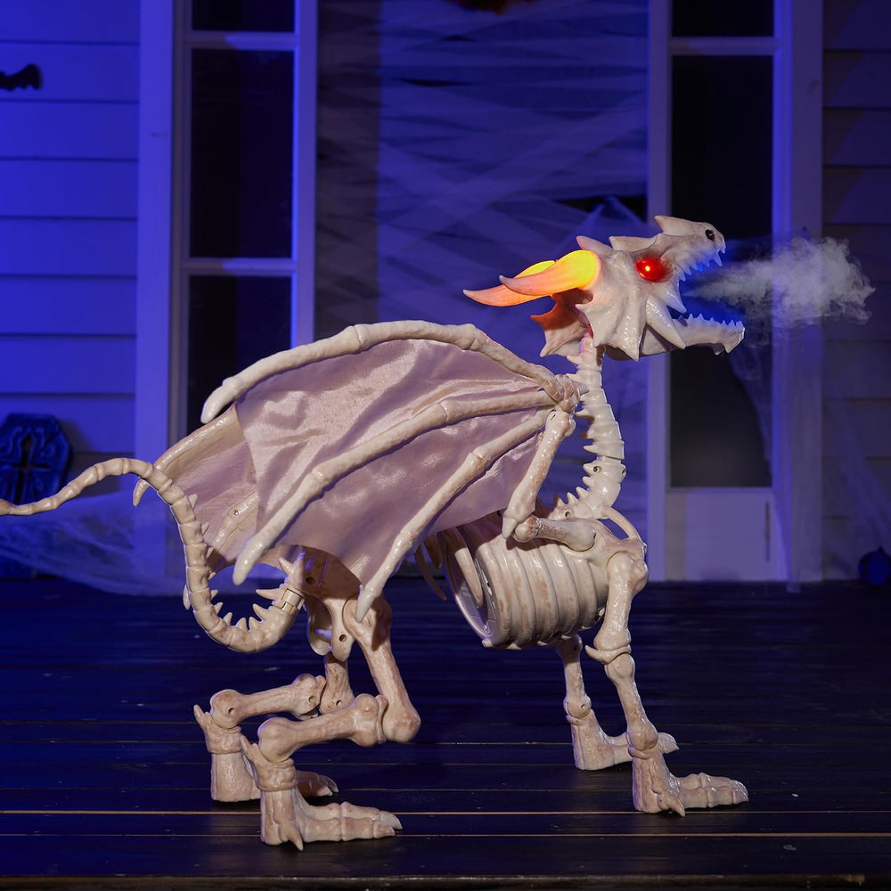 JOYIN Dragon Skeleton Halloween Decoration, 23.6" Roaring Mist-Spraying ...