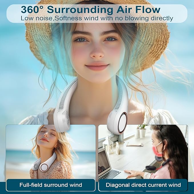 CIVPOWER Neck Fan: Portable Personal Neck Cooling Rechargeable Bladeless Fan