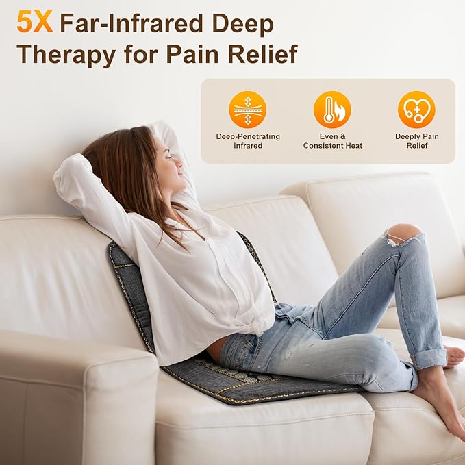 Infrared Heating Pad for Back, Large 76 Jade and 52 Tourmaline Heating Pad for