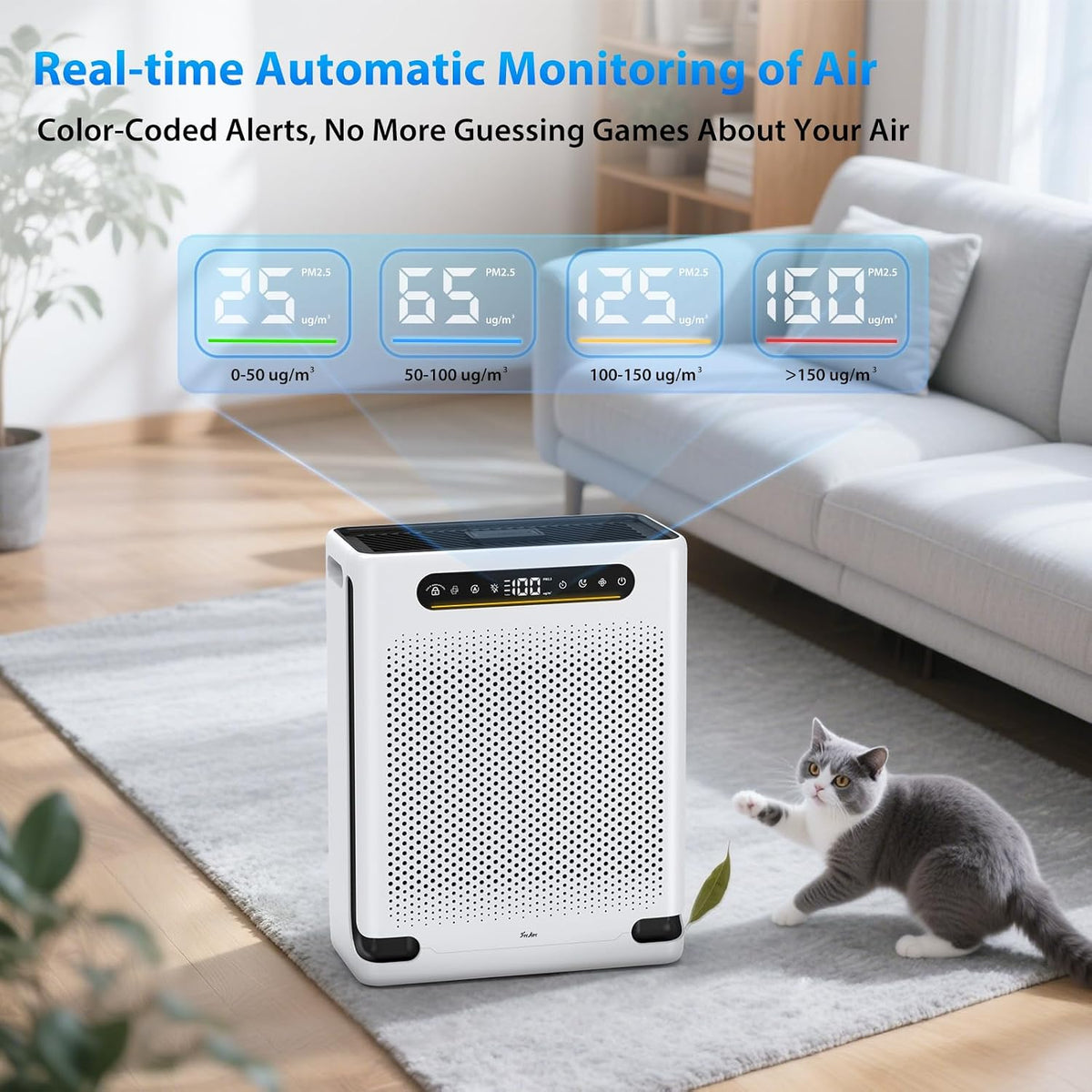 FreAire Air Purifiers for Home Large Room Up to 2600 Ft², HAP605, White