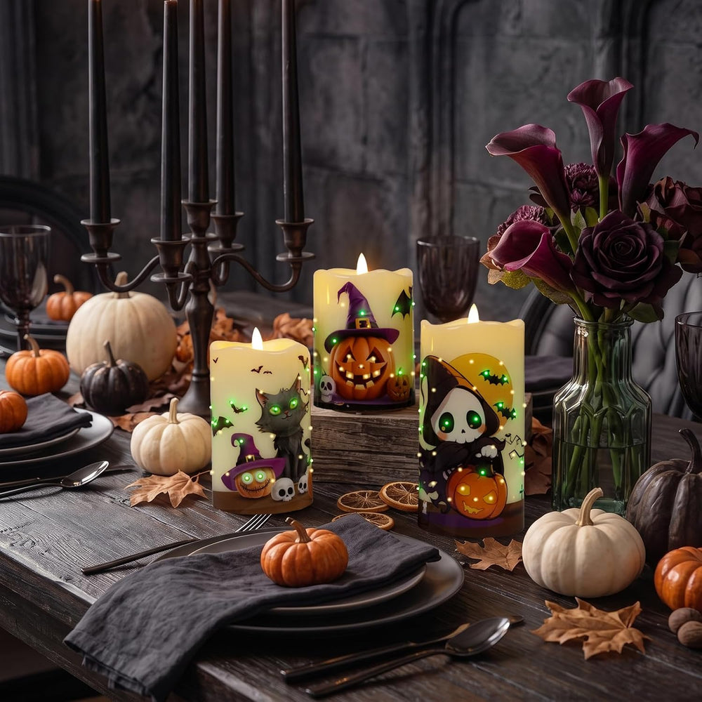 Halloween Flameless Candles, Battery Operated Candles with Remote