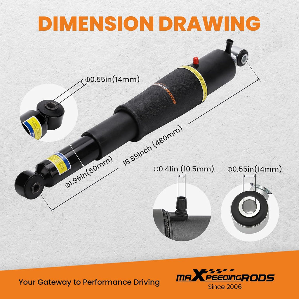 maXpeedingrods Pair Rear Air Suspension Shocks + Air Compressor for Chevy Tahoe Suburban 1500 for GMC Yukon for Cadillac SUV 2000-2014 25979391