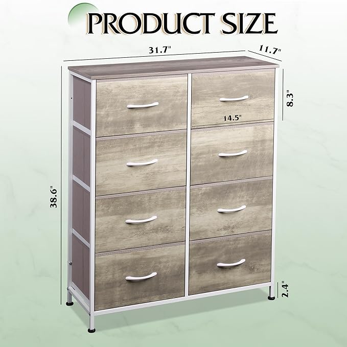 WLIVE Fabric Dresser for Bedroom, Tall Dresser