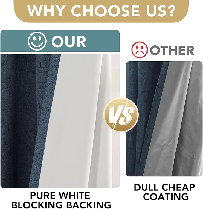 H.VERSAILTEX Linen Curtains 100% Blackout Curtains