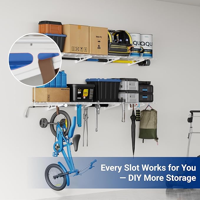 FLEXIMOUNTS 12-inch-by-72-inch Wall Shelf Garage Storage Rack Wall Mounted (2-Pack)