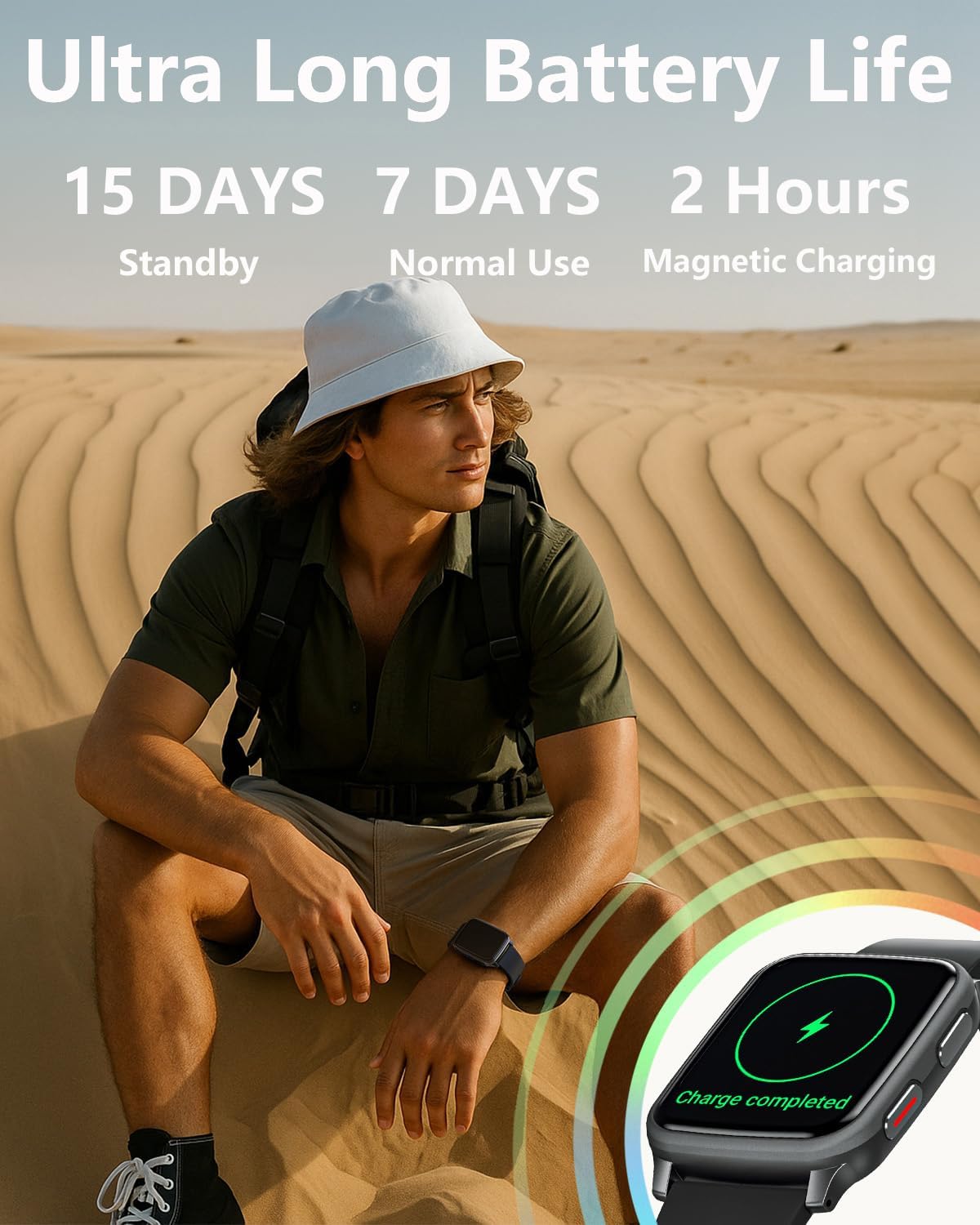 morepro fitness tracker with 24/7 heart rate &, front angle view