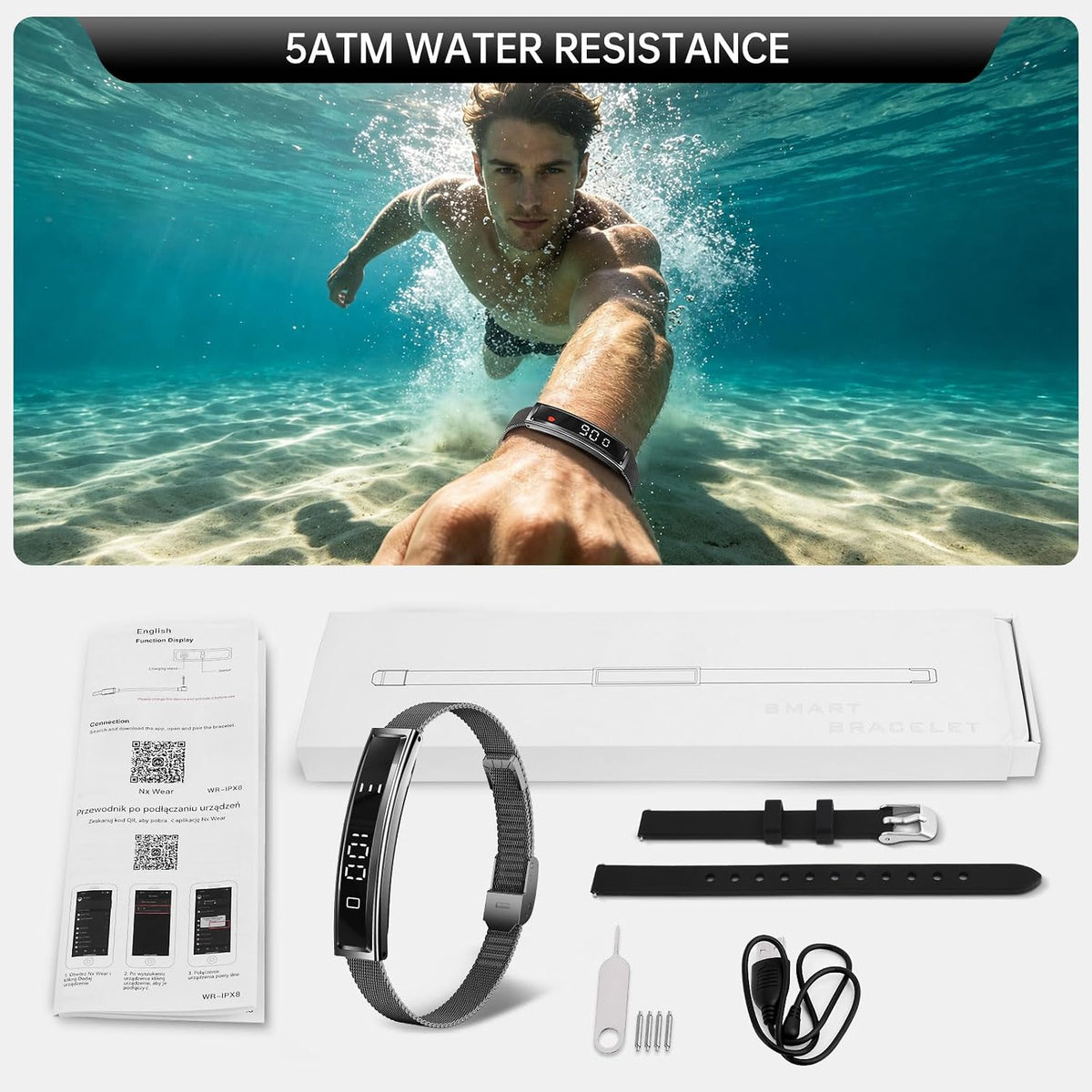 smart bracelet fitness health tracker for men women, view 10