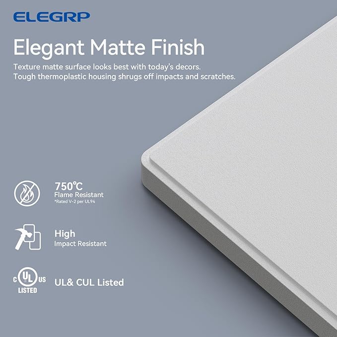 ELEGRP 4-Gang Screwless Decorative Wall Plates, Mid-Size Unbreakable (5 Pack)