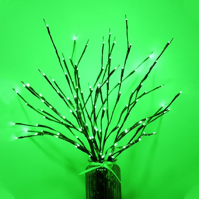 MENCH Branch Lights,6 Pcs Twig Light USB&Battery Powered 8 Flashing Modes by Remote Control.Branch Lights for Indoor, Light Up Decorations for Halloween Day and Christmas,Green