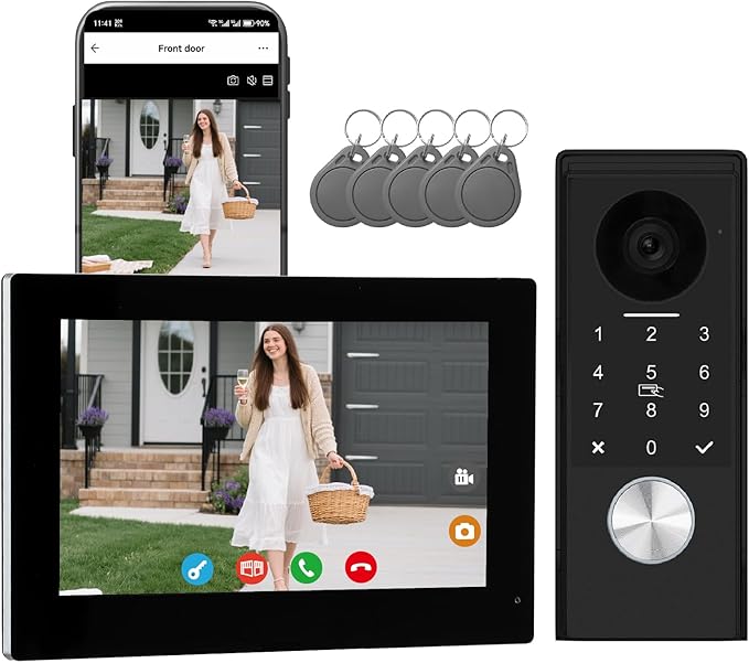 KeonBell Video Door intercom 2-Wired, doorbell withCamera, Full HD Camera
