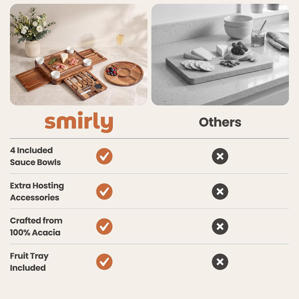 SMIRLY Charcuterie Boards Set, Large Cheese Board Set, Acacia