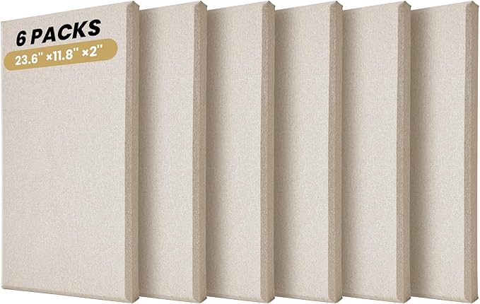 6 PCS Acoustic Panels, Large Soundproof Wall Panels, Professional Fiberglass