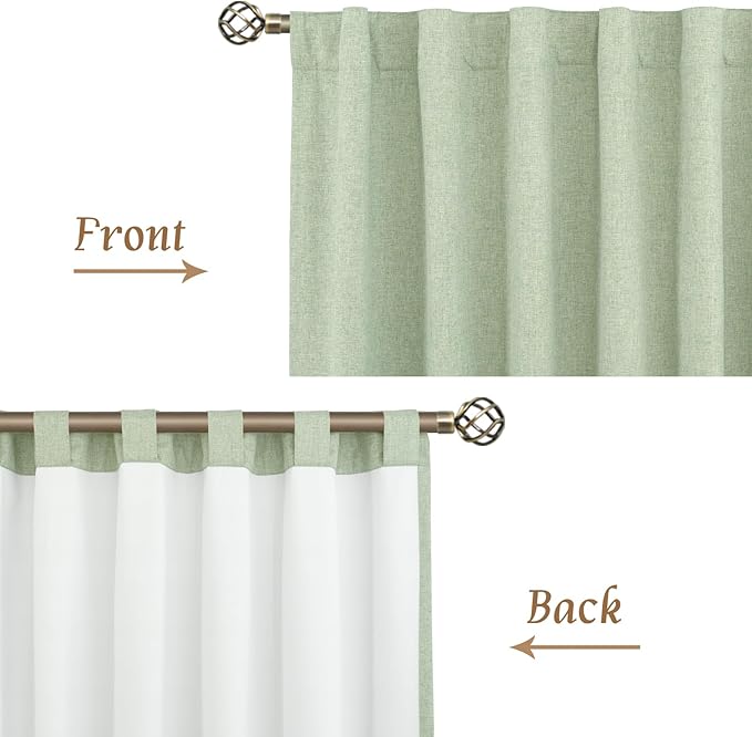 LAMIT 100% Blackout Natural Linen Curtains, 72 Inches Linen Textured Thermal