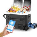 Electric Cooler with Battery 12V 52 Quart Car Refrigerator Dual Zone Dual Door
