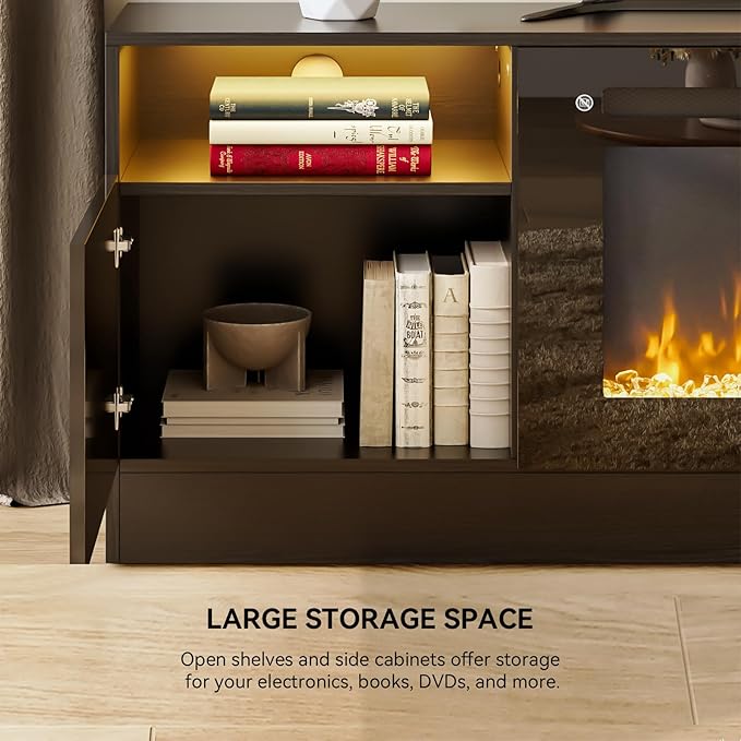 YISUFO 80” TV Stand with 36” Electric Fireplace, Large Modern Media