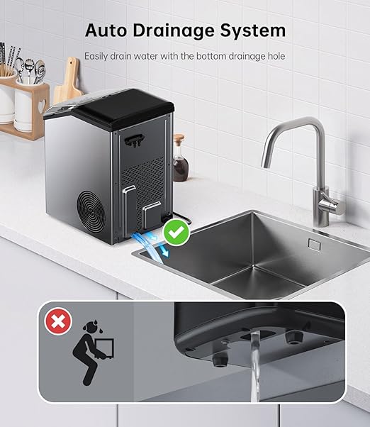 Ice Maker Nugget Countertop 40LBS Pebble Ice Machine, Quick Ice Making