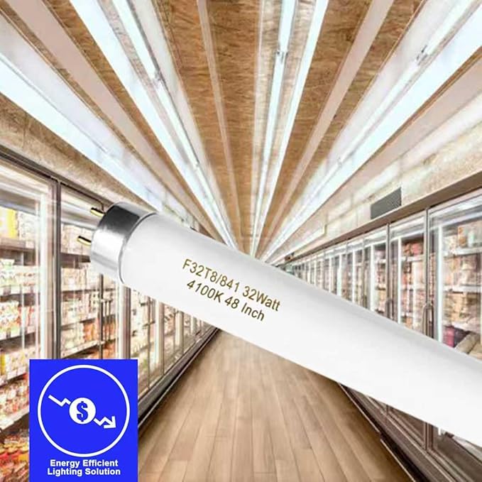 25 Pack F32T8/841 Fluorescent Tube 48 Inch, T8 Fluorescent Light Bulb 4 Foot 32