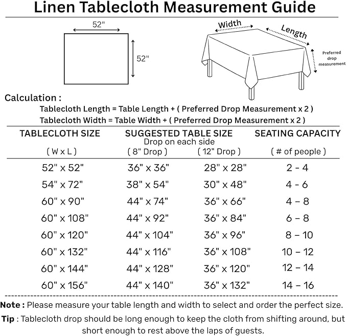 Solino Home Linen Square Tablecloth 52 x 52 Inch - 100% Pure Linen Pumpkin Table Throw - Classic Hemstitch, Machine Washable Table Cloth for Fall, Autumn, Halloween, Thanksgiving, Holiday