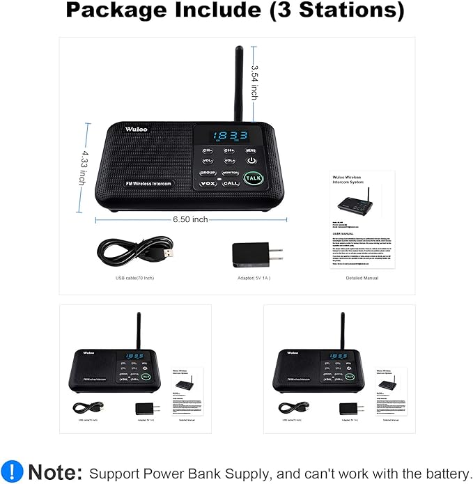 Wuloo Intercoms Wireless for Home 1 Mile Range 22 Channel 100 Digital Code