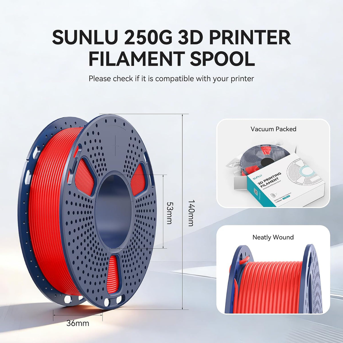 SUNLU PLA+2.0 3D Printer Filament, Multicolor Bundle, 8 Colors