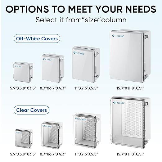 TICONN Waterproof Electrical Junction Box IP67 ABS Plastic Enclosure