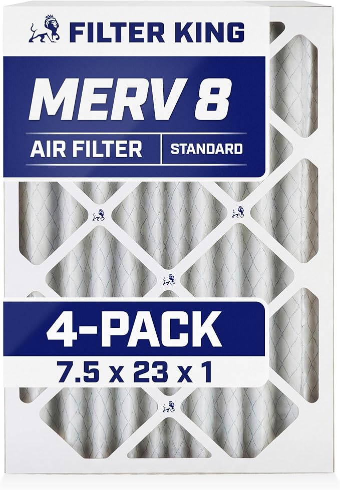 Filter King 7.5x23x1 Air Filter | 4-PACK | MERV 8 HVAC Pleated A/C Furnace
