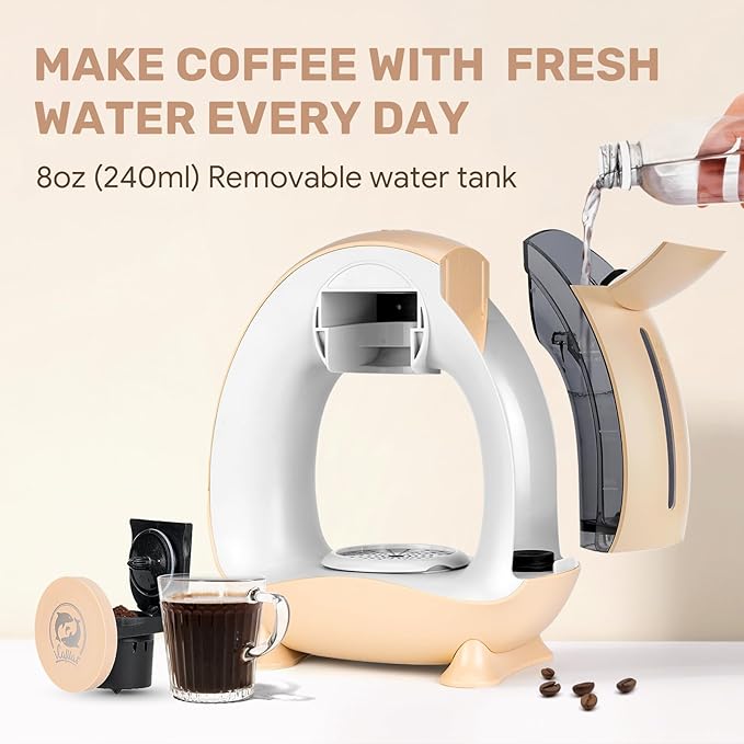 Single Serve Coffee Maker, Fast Brew in 2 minutes, Stylish＆Compact Design
