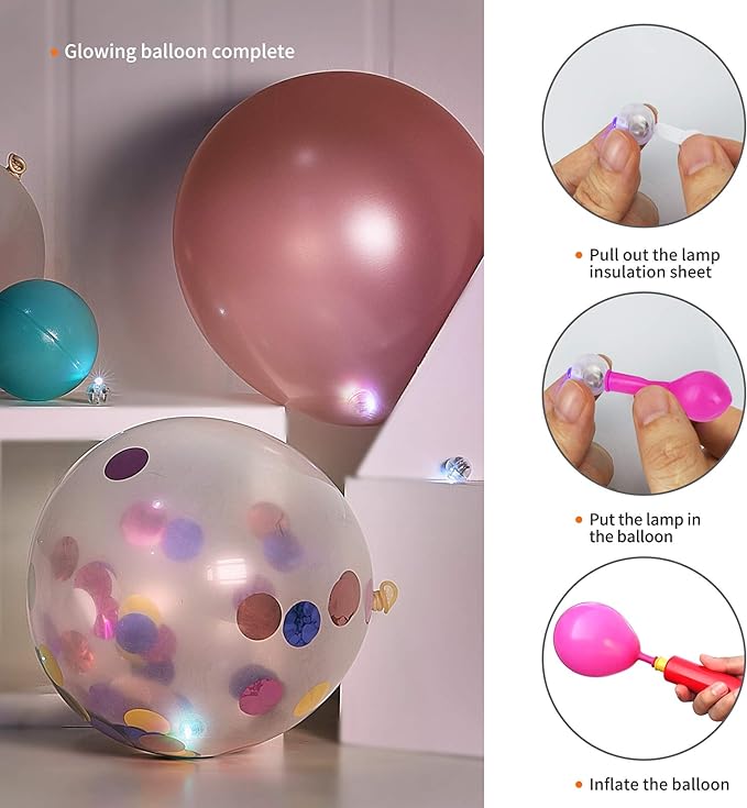 Aogist 200pcs 10-Colors Mini Lights with Hook,Long Standby Time Waterproof LED Balloon Light,Battery Powered,Ball Lamp for Balloon Paper Lantern Birthday Party Christmas Halloween