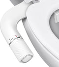 BIGCOW Ultra-Slim Bidet Attachment for Toilet - Dual Nozzle (Frontal & Rear Wash) with Adjustable Cold Water Pressure and Stainless Steel Inlet - Hygienic Solution for Fresh Cleanliness, Silver 1 Pcs